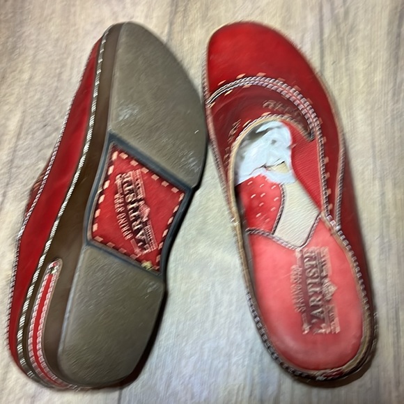 L’ARTISTE spring step women’s red leather clogs sz 37 - Picture 4 of 6